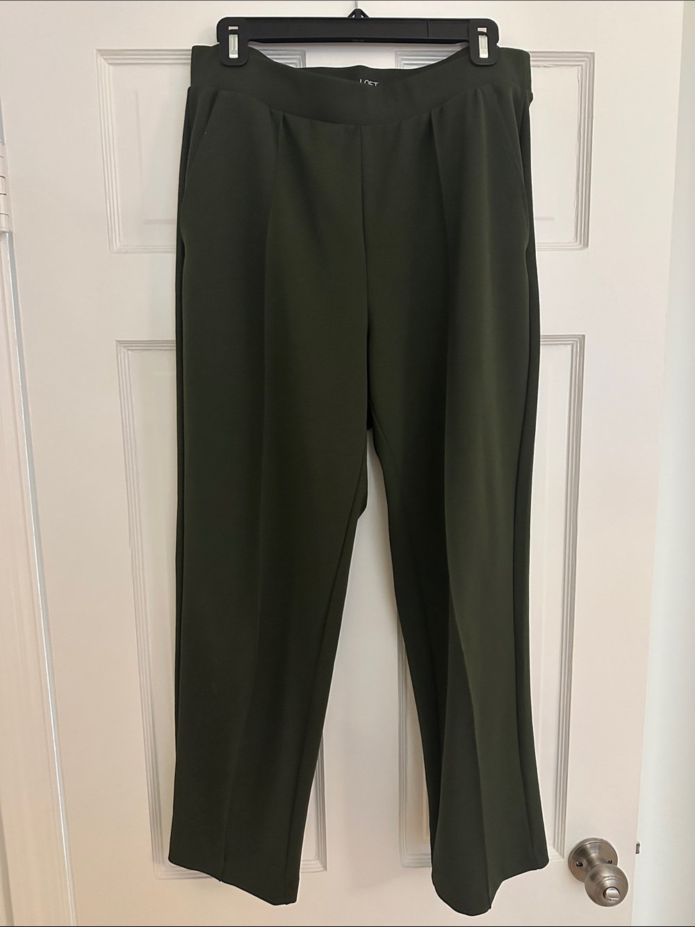 LOFT Dark Olive Green Straight-Leg Trousers